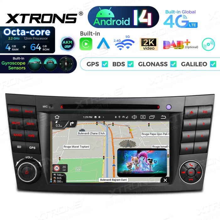 Rádio Xtrons Android 14 7" Octa-Core Mercedes-Benz E-W211 (2002-2008) CLS W219 (2005-2006) 4GB 64GB - Image 6