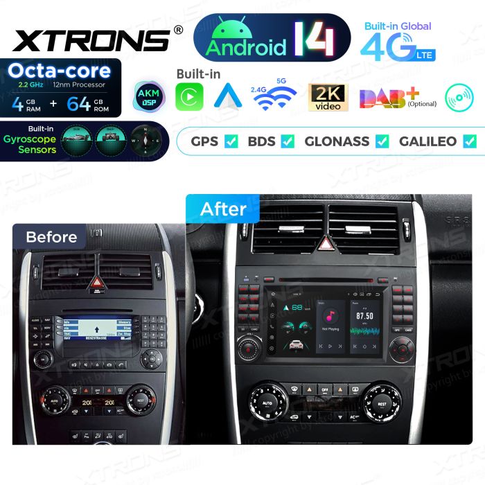Rádio Xtrons Android 14 7" Octa-Core Mercedes A W169 B W245 Viano Vito W639 Sprinter W906 VW Crafter 7" - Image 12