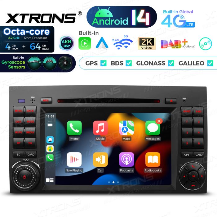 Rádio Xtrons Android 14 7" Octa-Core Mercedes A W169 B W245 Viano Vito W639 Sprinter W906 VW Crafter 7" - Image 4
