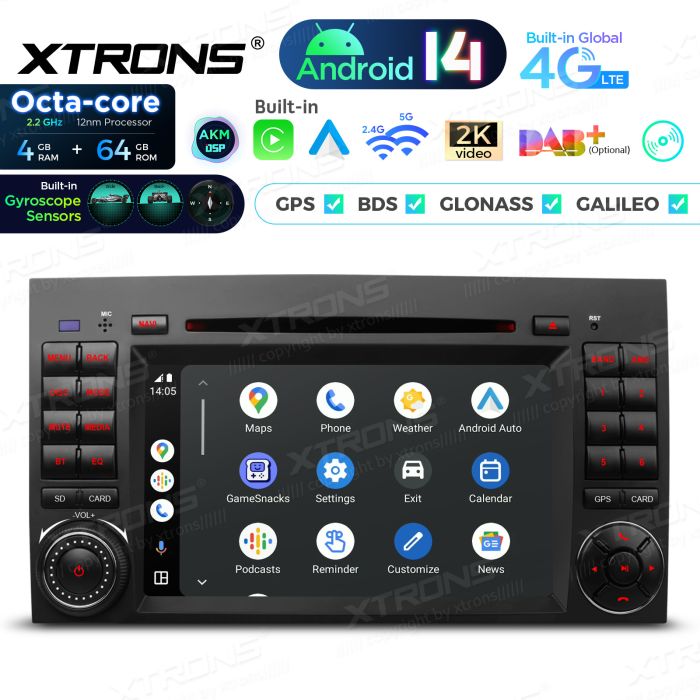 Rádio Xtrons Android 14 7" Octa-Core Mercedes A W169 B W245 Viano Vito W639 Sprinter W906 VW Crafter 7" - Image 5
