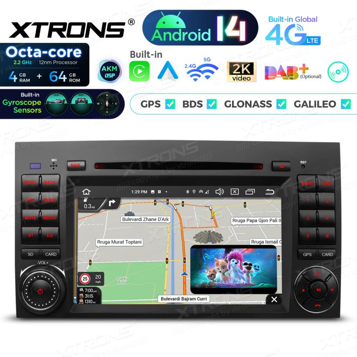 Rádio Xtrons Android 14 7" Octa-Core Mercedes A W169 B W245 Viano Vito W639 Sprinter W906 VW Crafter 7" - Image 6