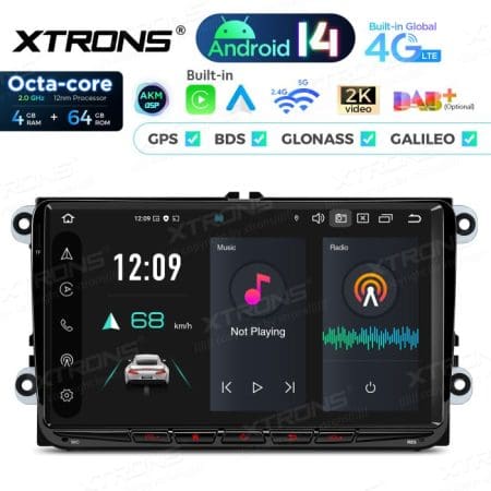 Rádio Android 14 9" Octa-Core VW, Skoda e Seat 4GB 64GB