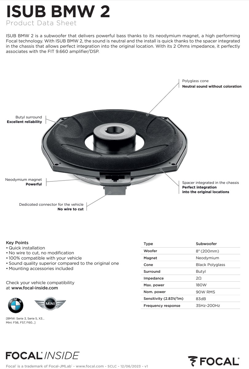 Subwoofer Focal Inside BMW ISUB BMW 2 - Image 5