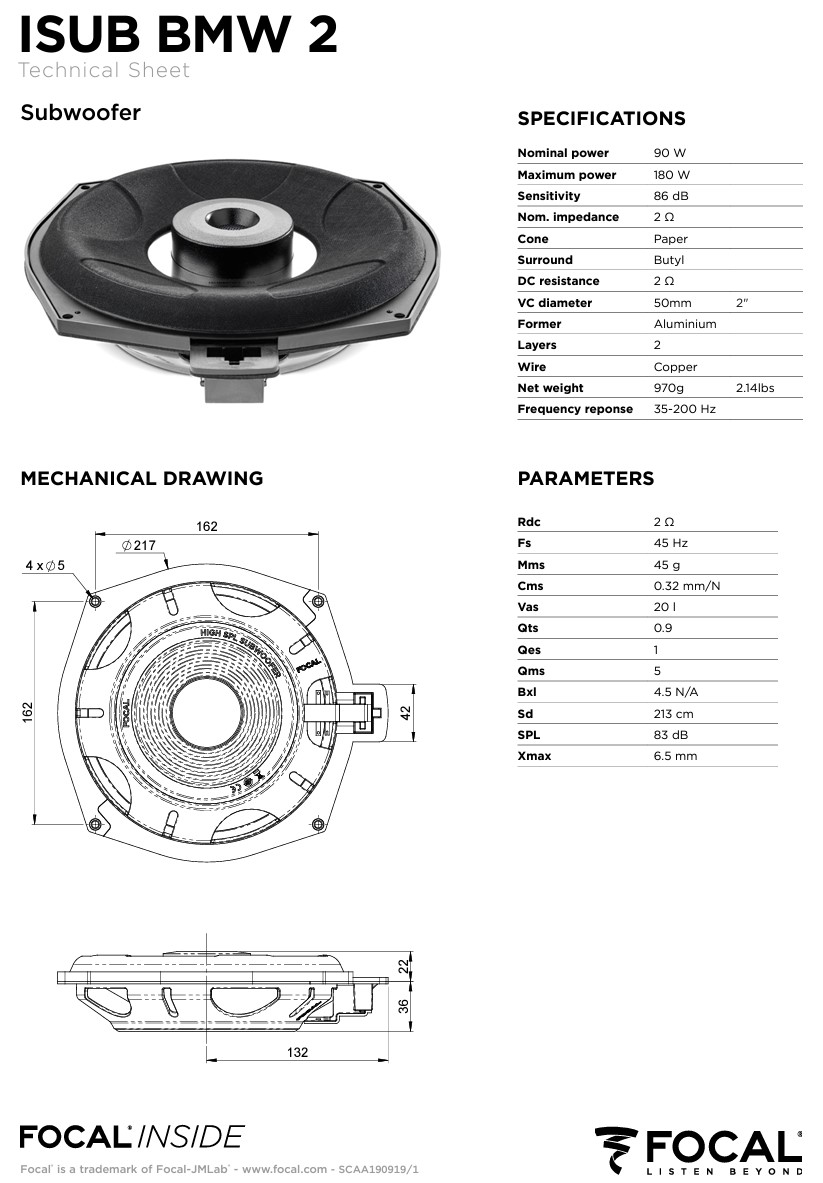 Subwoofer Focal Inside BMW ISUB BMW 2 - Image 5
