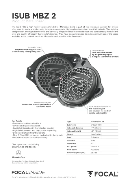 Subwoofer Focal Inside Mercedes ISUB MBZ 2 LHD - Image 8