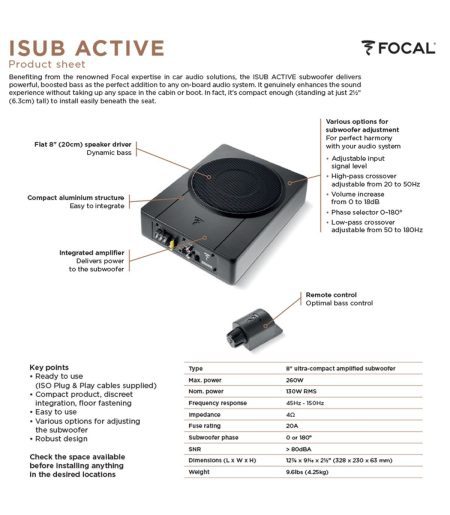 Subwoofer Ativo 20cm Focal I SUB ACTIVE - Image 3