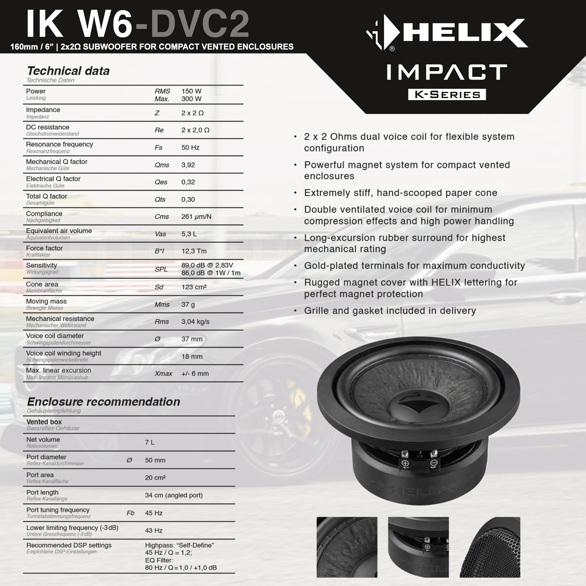 Subwoofer 16,5cm Helix IK W6 DVC2 (1un) - Image 5