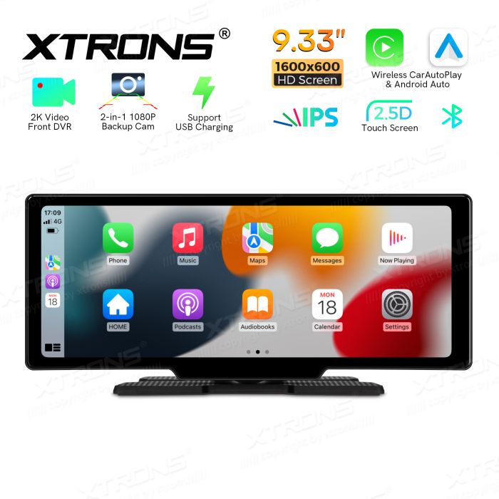 Monitor Android Auto e Apple CarPlay 9.33" c/ câmera traseira