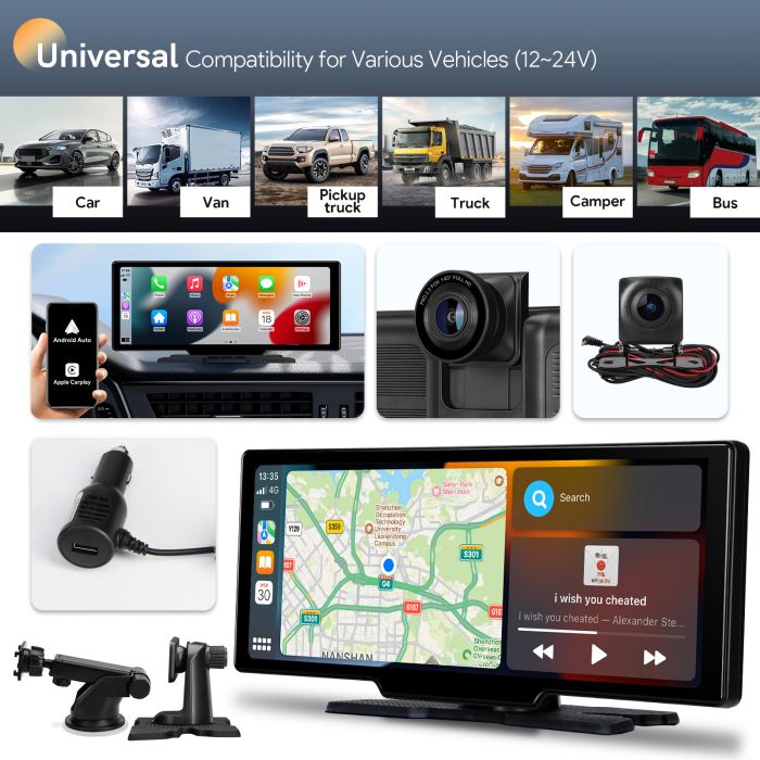 Monitor Android Auto e Apple CarPlay 9.33" c/ câmera traseira - Image 13