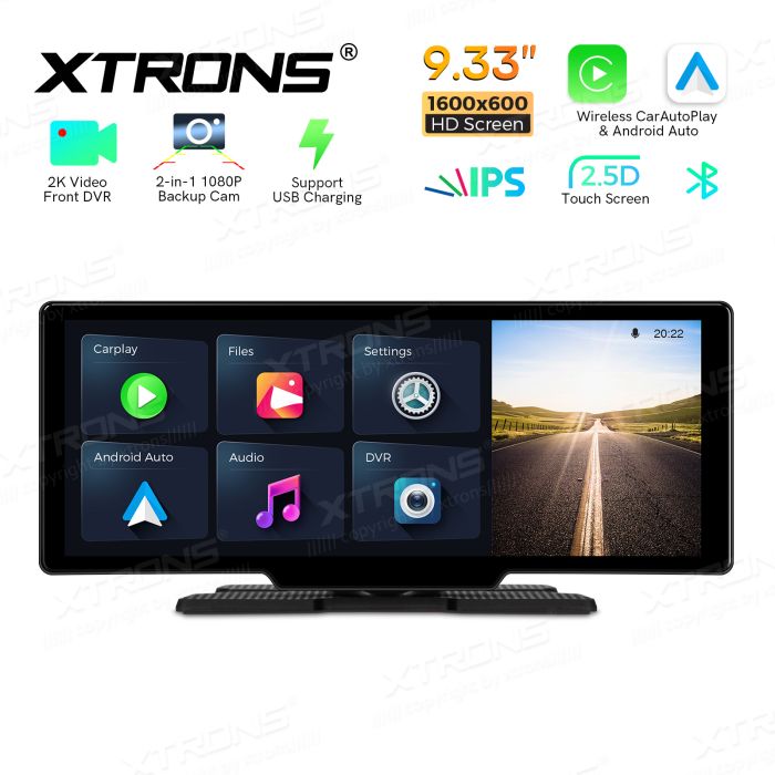 Monitor Android Auto e Apple CarPlay 9.33" c/ câmera traseira - Image 2