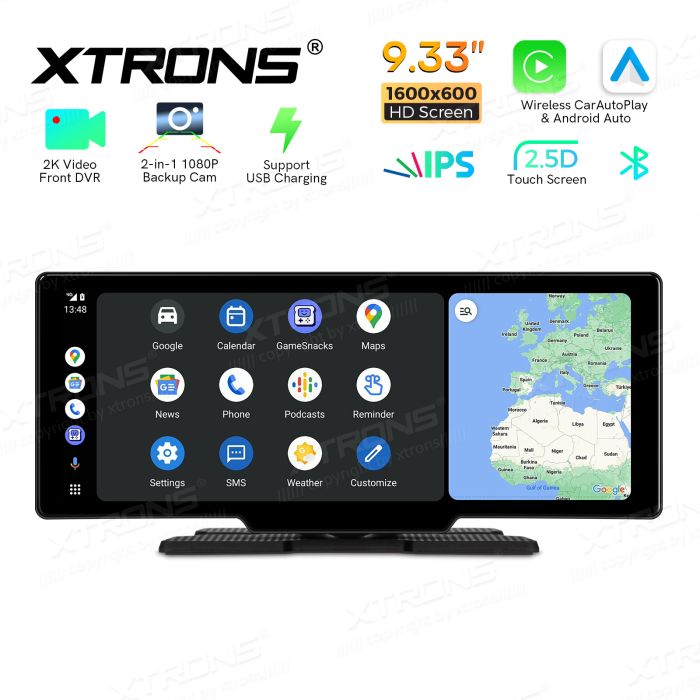 Monitor Android Auto e Apple CarPlay 9.33" c/ câmera traseira - Image 3