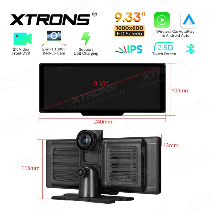 Monitor Android Auto e Apple CarPlay 9.33" c/ câmera traseira - Image 9